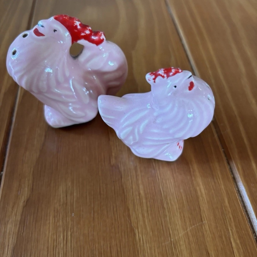 Pink Rooster and hen Salt and Pepper Shakers
